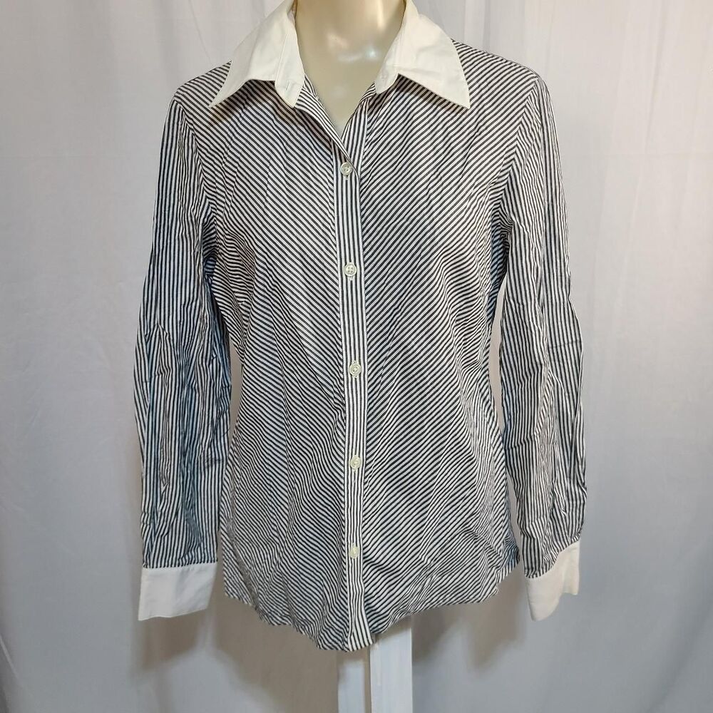 Rafaella Women's White and Navy Blouse